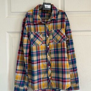 NWT Eddie Bauer plaid girls button up size L(14)